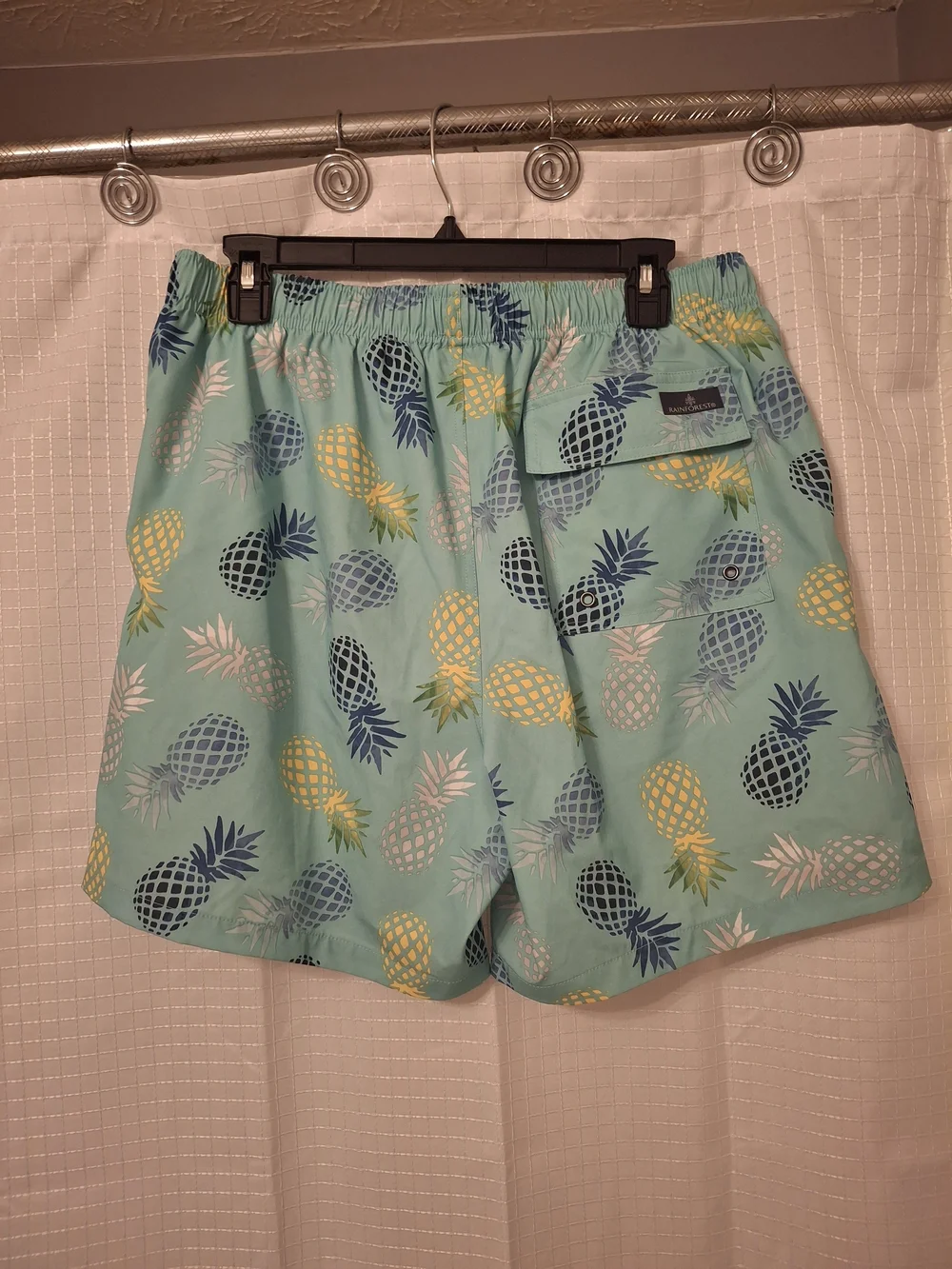 RAINFOREST Aqua Pineapple Print Men's Swim Shorts